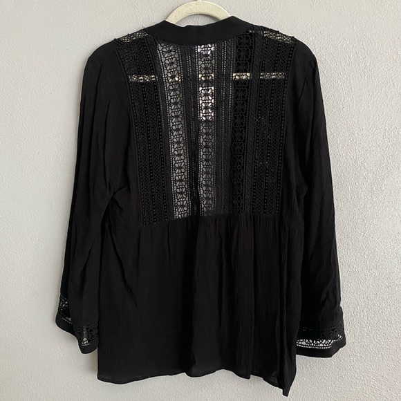 BB Dakota Cardigan XS Layla Black Open Front Crochet Neutral Boho Wide Sleeve - Picture 7 of 10